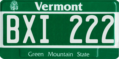 VT license plate BXI222