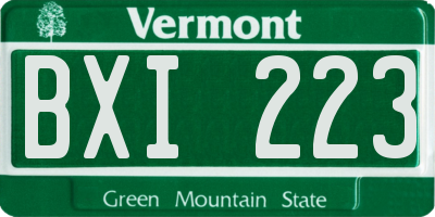 VT license plate BXI223