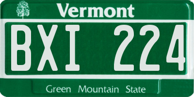 VT license plate BXI224
