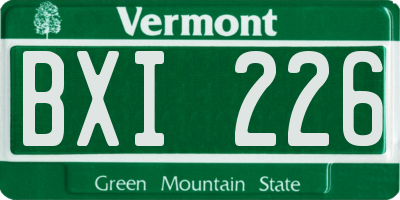 VT license plate BXI226