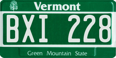 VT license plate BXI228