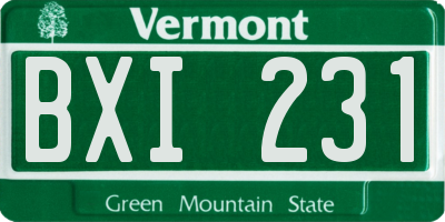 VT license plate BXI231