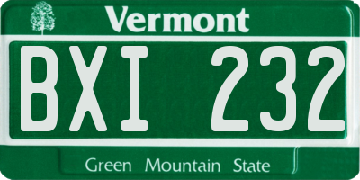VT license plate BXI232