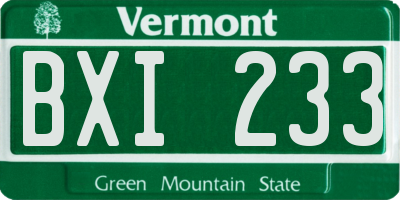 VT license plate BXI233