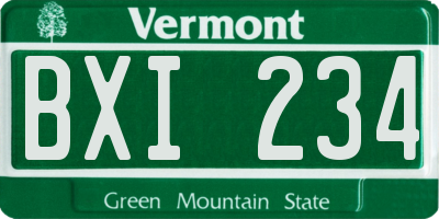VT license plate BXI234