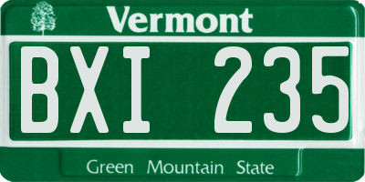 VT license plate BXI235