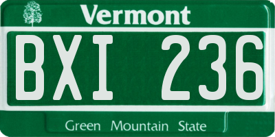 VT license plate BXI236