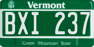 VT license plate BXI237