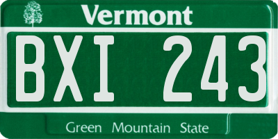 VT license plate BXI243