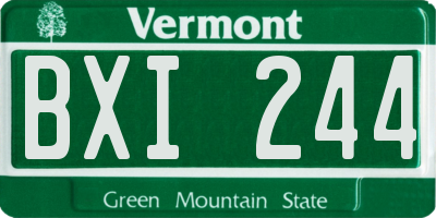 VT license plate BXI244