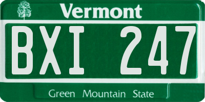 VT license plate BXI247