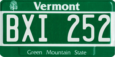 VT license plate BXI252