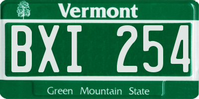 VT license plate BXI254