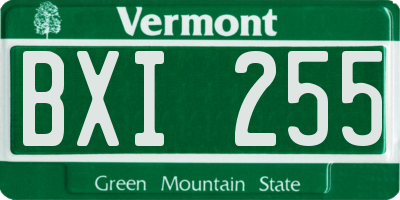 VT license plate BXI255