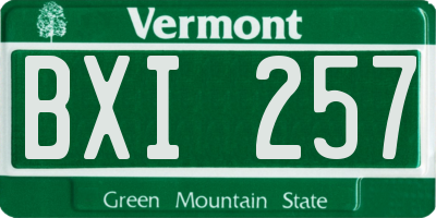 VT license plate BXI257