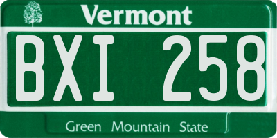 VT license plate BXI258