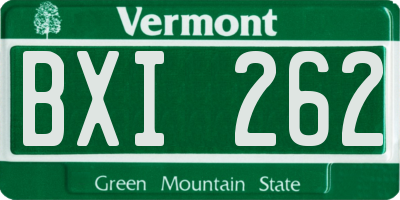 VT license plate BXI262