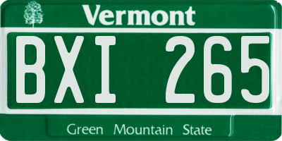 VT license plate BXI265