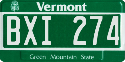 VT license plate BXI274