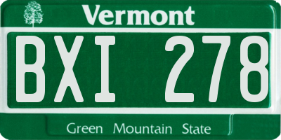 VT license plate BXI278