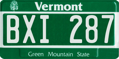 VT license plate BXI287