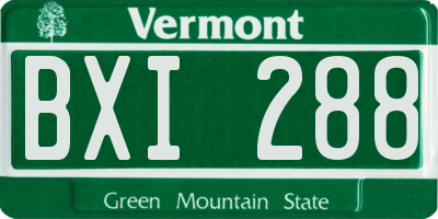 VT license plate BXI288