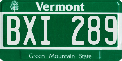 VT license plate BXI289