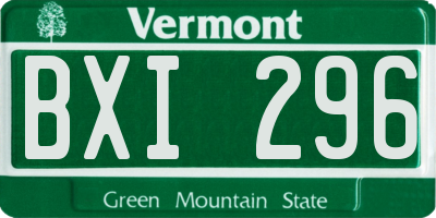 VT license plate BXI296
