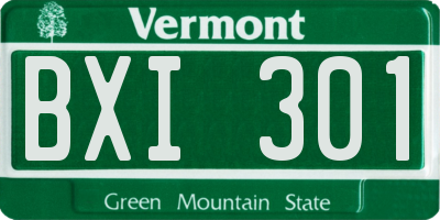 VT license plate BXI301
