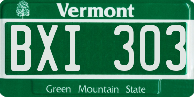 VT license plate BXI303
