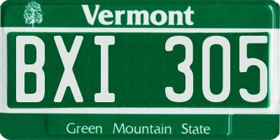 VT license plate BXI305