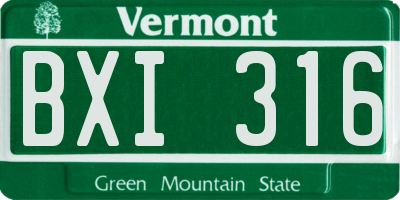 VT license plate BXI316