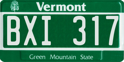 VT license plate BXI317