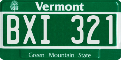 VT license plate BXI321