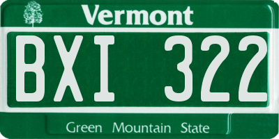 VT license plate BXI322