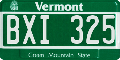VT license plate BXI325