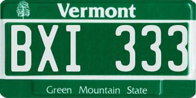 VT license plate BXI333
