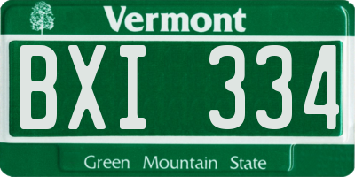 VT license plate BXI334