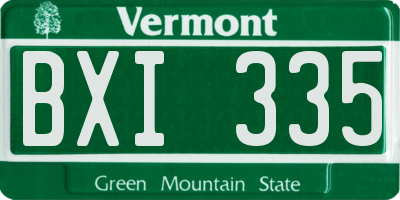 VT license plate BXI335