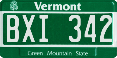 VT license plate BXI342