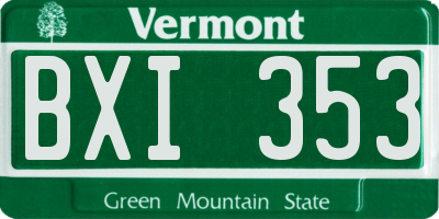 VT license plate BXI353