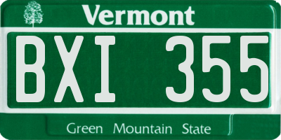 VT license plate BXI355