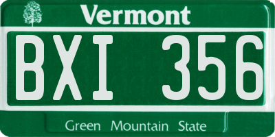 VT license plate BXI356