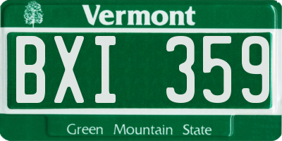 VT license plate BXI359