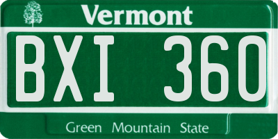 VT license plate BXI360