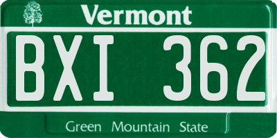 VT license plate BXI362