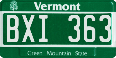 VT license plate BXI363