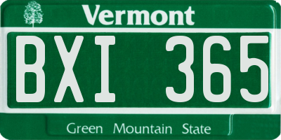 VT license plate BXI365