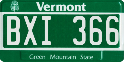VT license plate BXI366