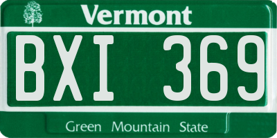 VT license plate BXI369